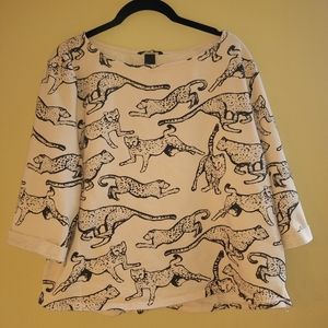 French Terry Top with Animal Cheetah Print